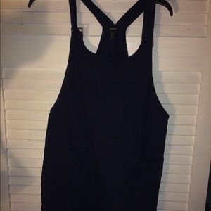 Navy Blue Corduroy Overall Dress